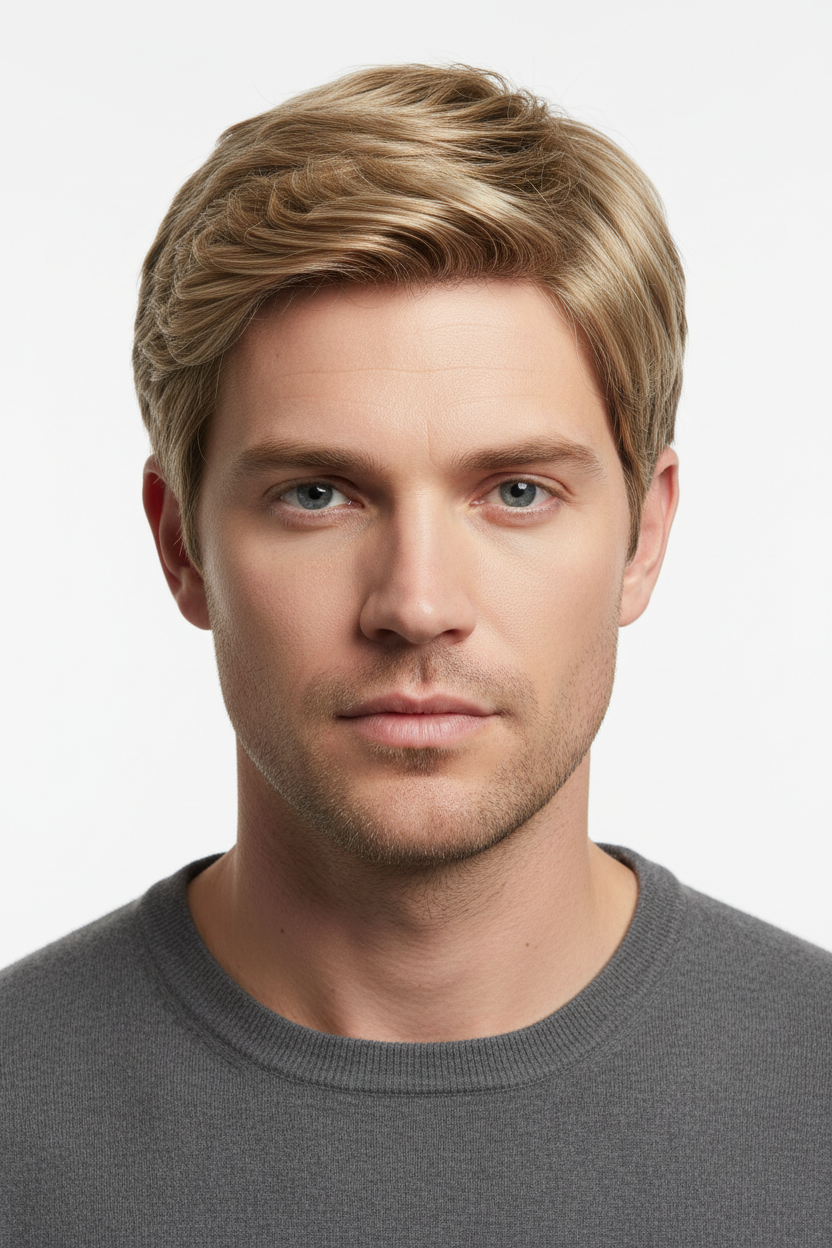 Perruque homme blond portée par homme adulte