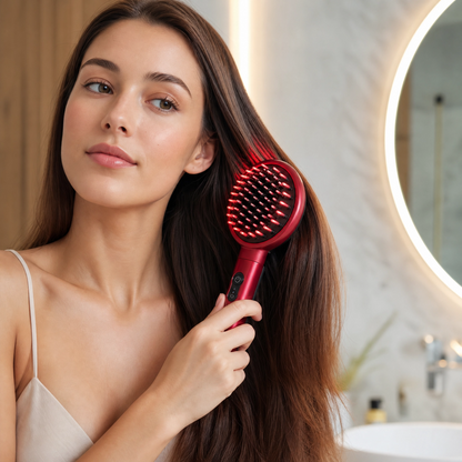 brosse massante infrarouge rouge montrée par une femme