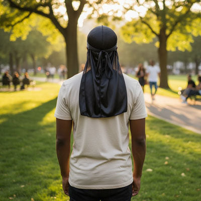 homme vu de dos portant un durag